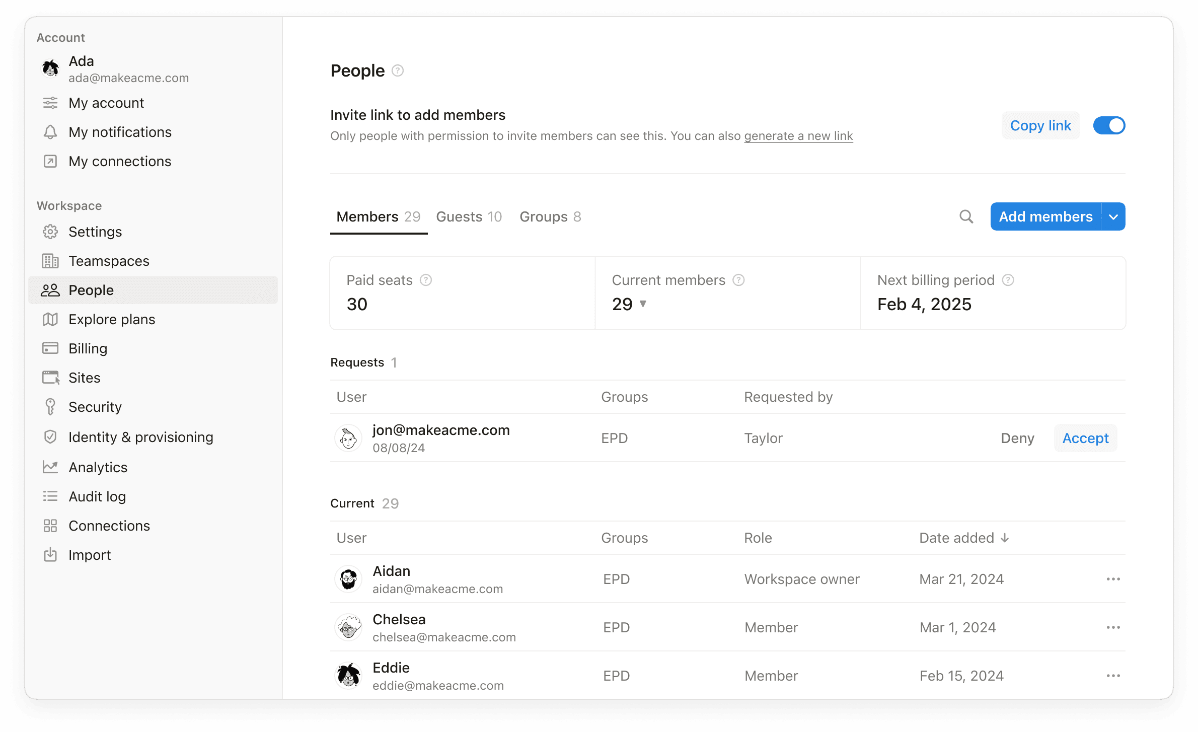 hc: manage paid seats and members